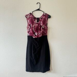 Floral Pink & Black Dress
